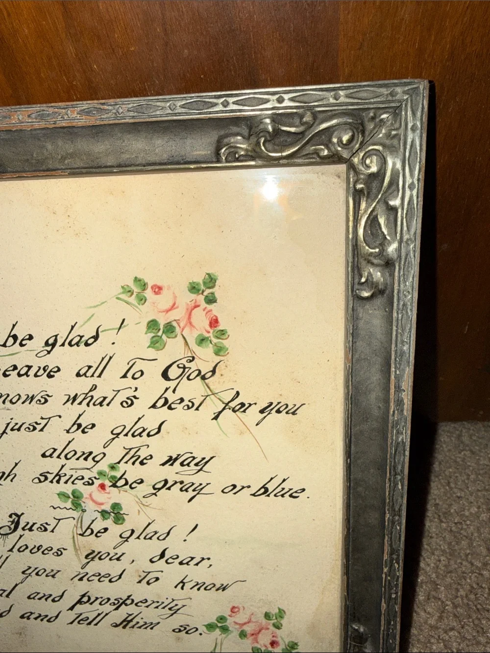 Religious Script Wall Art Print in Cream and Pink - Picture 4 of 9